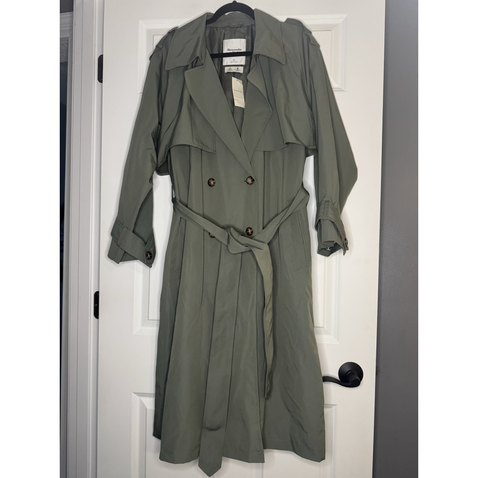 Abercrombie And Fitch Belted Trench Coat Sage Green Nwt